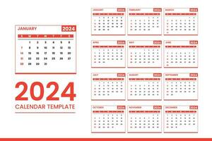 calendário para 2024 ano. anual calendário organizador. vetor