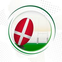 bandeira do Dinamarca em rúgbi bola. volta rúgbi ícone com bandeira do Dinamarca. vetor