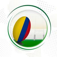 bandeira do Colômbia em rúgbi bola. volta rúgbi ícone com bandeira do Colômbia. vetor