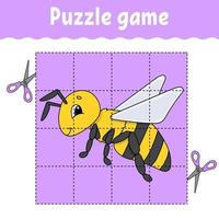 jogo de puzzle para crianças. planilha de desenvolvimento de educação. jogo de aprendizagem para crianças. página de atividades de cores. para criança. enigma para a pré-escola. ilustração vetorial isolada no estilo cartoon. vetor