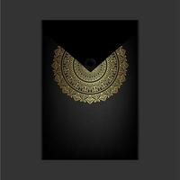 Fundo ornamentado de mandala de ouro de luxo para convite de casamento, capa de livro com elemento de mandala de vetor