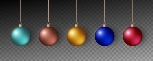 bolas de natal coloridas. conjunto de decorações realistas. vetor