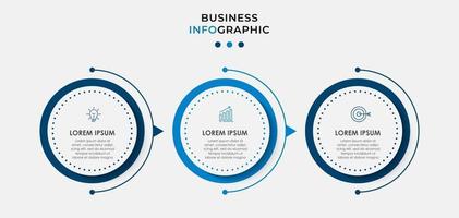 modelo mínimo de infográficos de negócios. linha do tempo com 6 etapas, opções e ícones de marketing. Infográfico linear de vetor com dois elementos de círculo conectado. pode ser usado para apresentação. vetor eps10