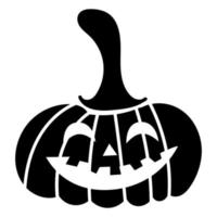 abóbora preta. jack o lantern. a abóbora assustadora assustadora para o dia das bruxas. ilustração em vetor plana