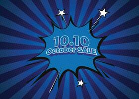 10 Outubro compras dia instantâneo venda texto efeito. venda promoção quadrinho estilo bandeira texto vetor