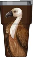 uma garrafa térmica marrom com padrão de abutre vetor