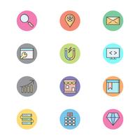 Conjunto de vetor SEO Search Engine Optimization Icons