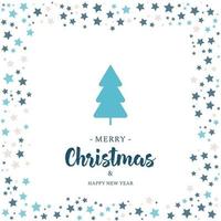ilustração de cartão de Natal e ano novo com árvore e estrelas vetor