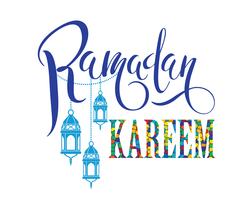 Ramadan Kareem. Design de letras. vetor