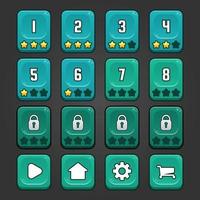 interface de botões e níveis de jogo do quadrado azul vetor