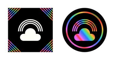 nublado com ícone de vetor de arco-íris