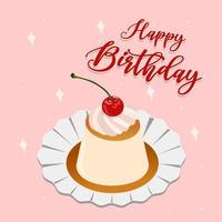 cartão de feliz aniversário decorado com fotos de bolo vetor