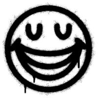 spray pintado grafite sorridente face emoticon isolado em branco fundo. vetor