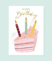 cartão de feliz aniversário decorado vetor
