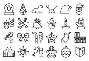 Natal linear ícones conjunto coleção. vetor