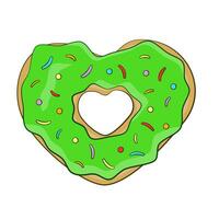 verde em forma de coração rosquinha com granulados vetor