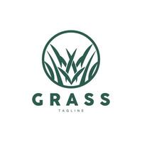 design de logotipo de grama verde, ilustração de paisagem de fazenda, vetor de cenário natural