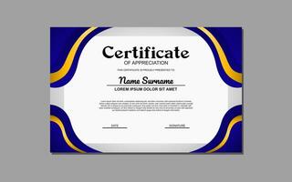 a certificado modelo com uma azul e ouro Projeto é a elegante e Customizável Projeto adequado para criando formal certificados ou prêmios com uma toque do sofisticação. vetor