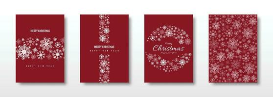 alegre Natal cartão conjunto decoração com floco de neve vetor