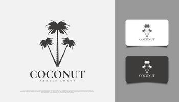 Design de logotipo com três coqueiros, adequado para resort, viagens ou turismo vetor