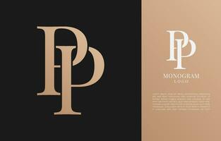 minimalista pp inicial carta vintage marca e logotipo vetor