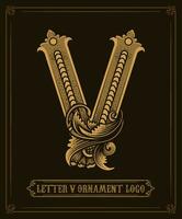 vintage enfeite logotipo carta v - vetor logotipo