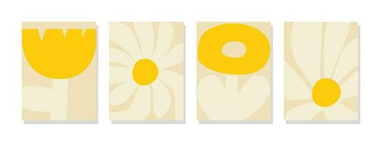 isolado ilustração do uma fresco amarelo flor com uma simples Projeto em uma amarelo fundo. flor pétalas dentro cheio florescer. Projeto para parede arte, capas, bandeiras, panfletos, cartões, cartazes, e decorações. vetor