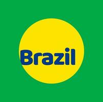 Brasil tipografia com volta forma dentro bandeira cor. vetor