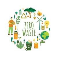 vetor ilustração do sustentável práticas com a conceito do zero desperdício, reciclando e ecológico