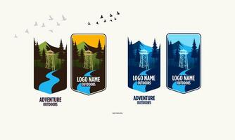 uma Series do quatro diferente logotipos para aventura viagem vetor
