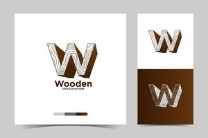 de madeira logotipo carta W e o negócio cartão modelo vetor