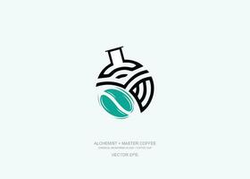 uma logotipo para uma café companhia este tem uma coração forma, café com laboratório tubo vetor