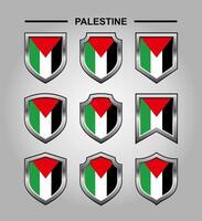 Palestina nacional emblemas bandeira e luxo escudo vetor