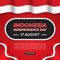 Modelo de plano de fundo quadrado do dia da independência da Indonésia com bandeira vetor
