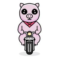 desenho de porco kawaii andando de bicicleta. ilustração para adesivos e roupas vetor