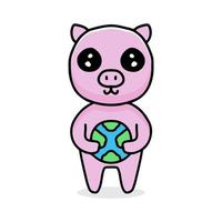 desenho de porco kawaii segurando balão. ilustração de mascote para adesivo  e roupas 2889838 Vetor no Vecteezy