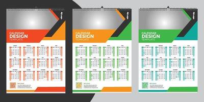 design de modelo de calendário de parede única 2022 com vetor. diário do planejador com lugar para foto. vetor