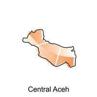 mapa cidade do central aceh vetor Projeto modelo, nacional fronteiras e importante cidades ilustração