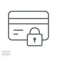 Salve  Forma de pagamento linha ícone. inteligente privacidade do dívida cartão conta. segurança e segurança senha para conectados bancário. proteção cartão logotipo editável acidente vascular encefálico vetor ilustração Projeto em branco fundo. eps 10