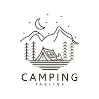 pinho árvores e acampamento barraca texturizado logotipo Projeto vetor