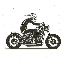retro crânio ilustração equitação personalizadas motocicleta vetor