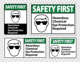 segurança primeiro produto químico perigoso proteção ocular necessária símbolo sinal isolado em fundo transparente, ilustração vetorial vetor