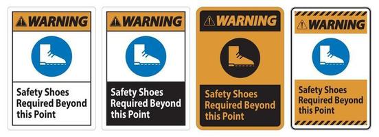 sinal de alerta, sapatos de segurança necessários além deste ponto vetor