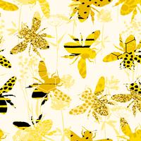 Sem costura padrão geométrico com abelha. Design moderno abstrato mel. vetor