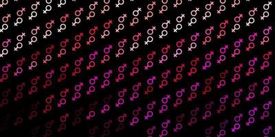 fundo vector rosa escuro com símbolos de mulher.