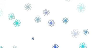 fundo azul claro do doodle do vetor com flores.