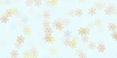 fundo de doodle de vetor azul e amarelo claro com flores.