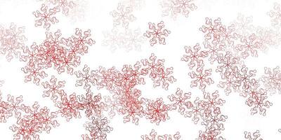 modelo de doodle de vetor vermelho claro com flores.