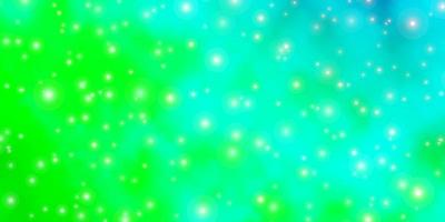textura vector azul e verde claro com belas estrelas.