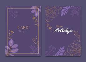 convite de cartão de casamento de celebração floral roxo escuro simples vetor